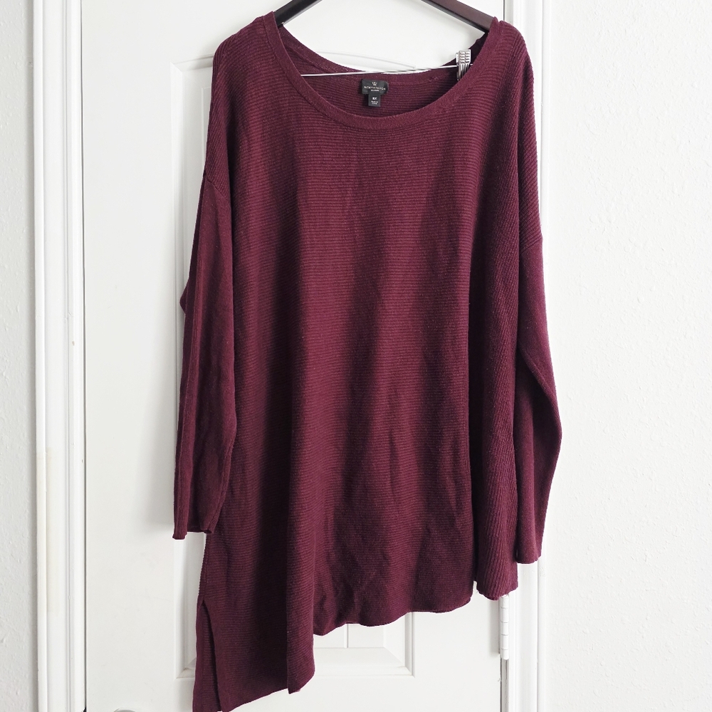 Worthington Oversized Burgundy Knit Sweater – Size 2X